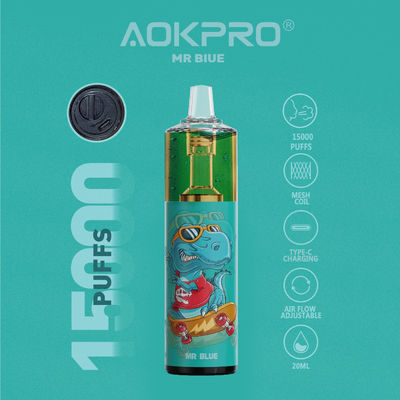 Liquido ricaricabile eliminabile della manopola del flusso d'aria del vape di 15000 soffi visibile